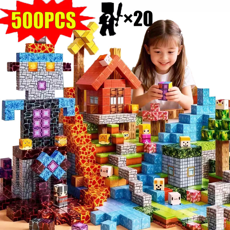 Kids Education World - Blocos de construção magnéticos Mine World,