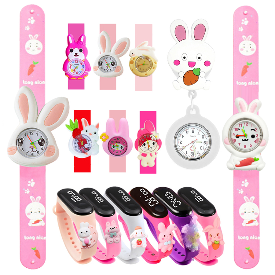 Kids Educational Watch - Relógios Infantis com Estampa de Coelho