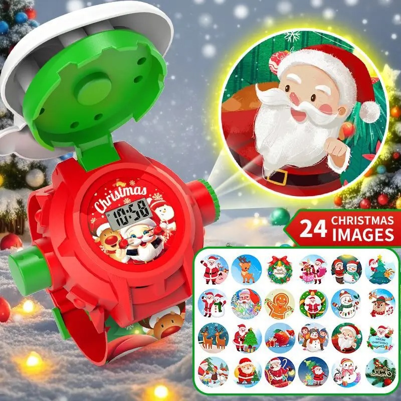 Kids Educational Watch - Relógio de Projeção Infantil de Natal,