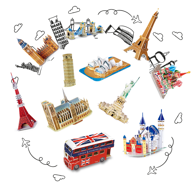 Puzzle Map World - 40 estilo mundialmente famoso arquitetura construção