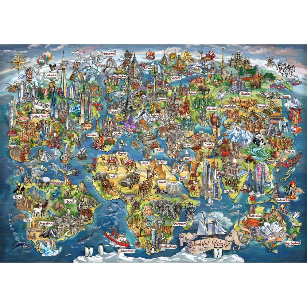 Quebra-Cabeça de 500/1000/1200 - Puzzle Map World avaliação e preço