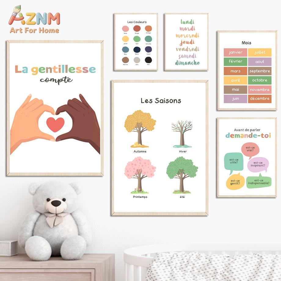 AZNM Quadro Educacional de Lon - Kids Education Alphabet Numbers avaliação e preço