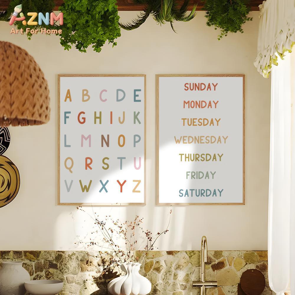 AZNM Quadro de Parede Educacio - Kids Education Alphabet Numbers avaliação e preço