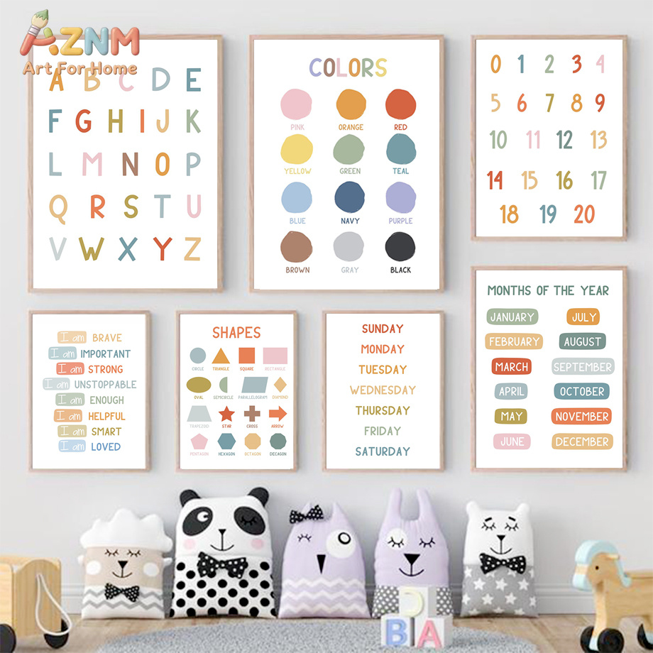 AZNM Quadro Decorativo Educaci - Kids Education Alphabet Numbers avaliação e preço