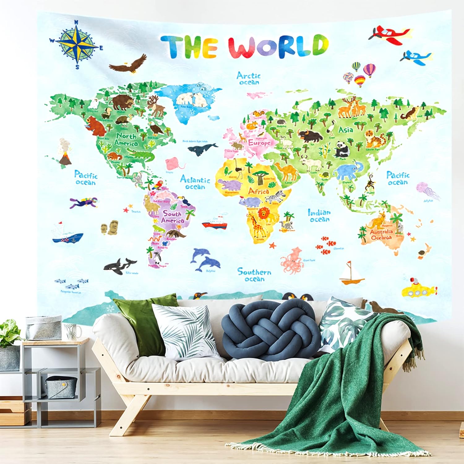 Crianças mapa do mundo tapeçar - Kids Education World avaliação e preço