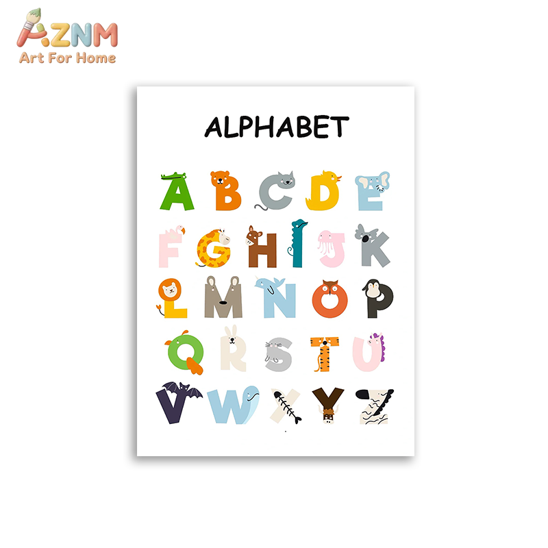 AZNM Quadro de Parede Educacio - Kids Education Alphabet Numbers avaliação e preço