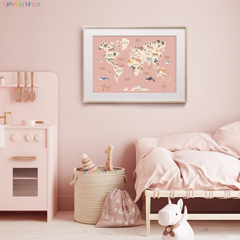 Mapa mundi de animais de desen - Kids Education World avaliação e preço