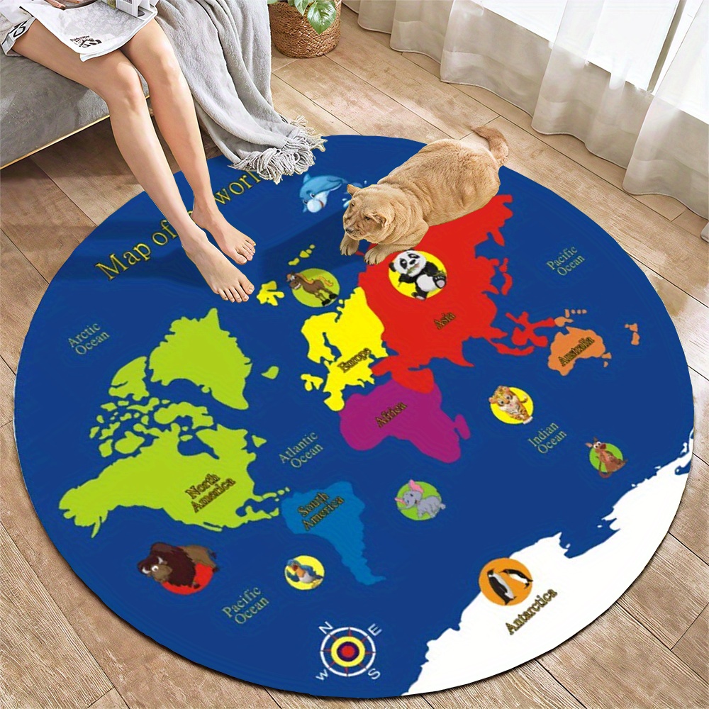 Tapete Redondo Mapa Mundial de - Kids Education World avaliação e preço