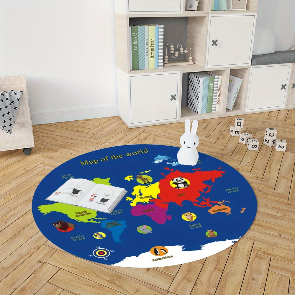 Tapete Redondo Mapa Mundial de - Kids Education World avaliação e preço