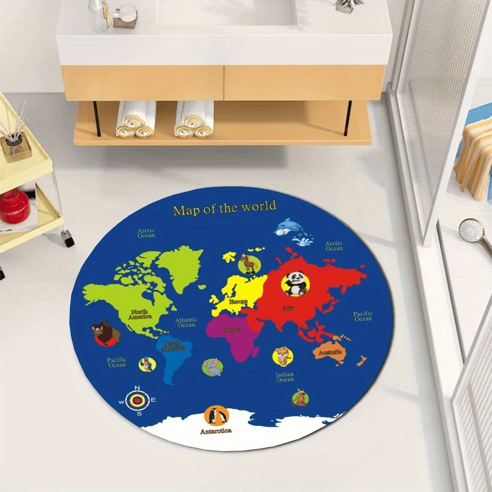 Tapete Redondo Mapa Mundial de - Kids Education World avaliação e preço